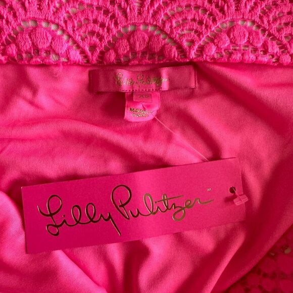 Lilly Pulitzer Pink off the shoulder dress size XS - Picture 9 of 9